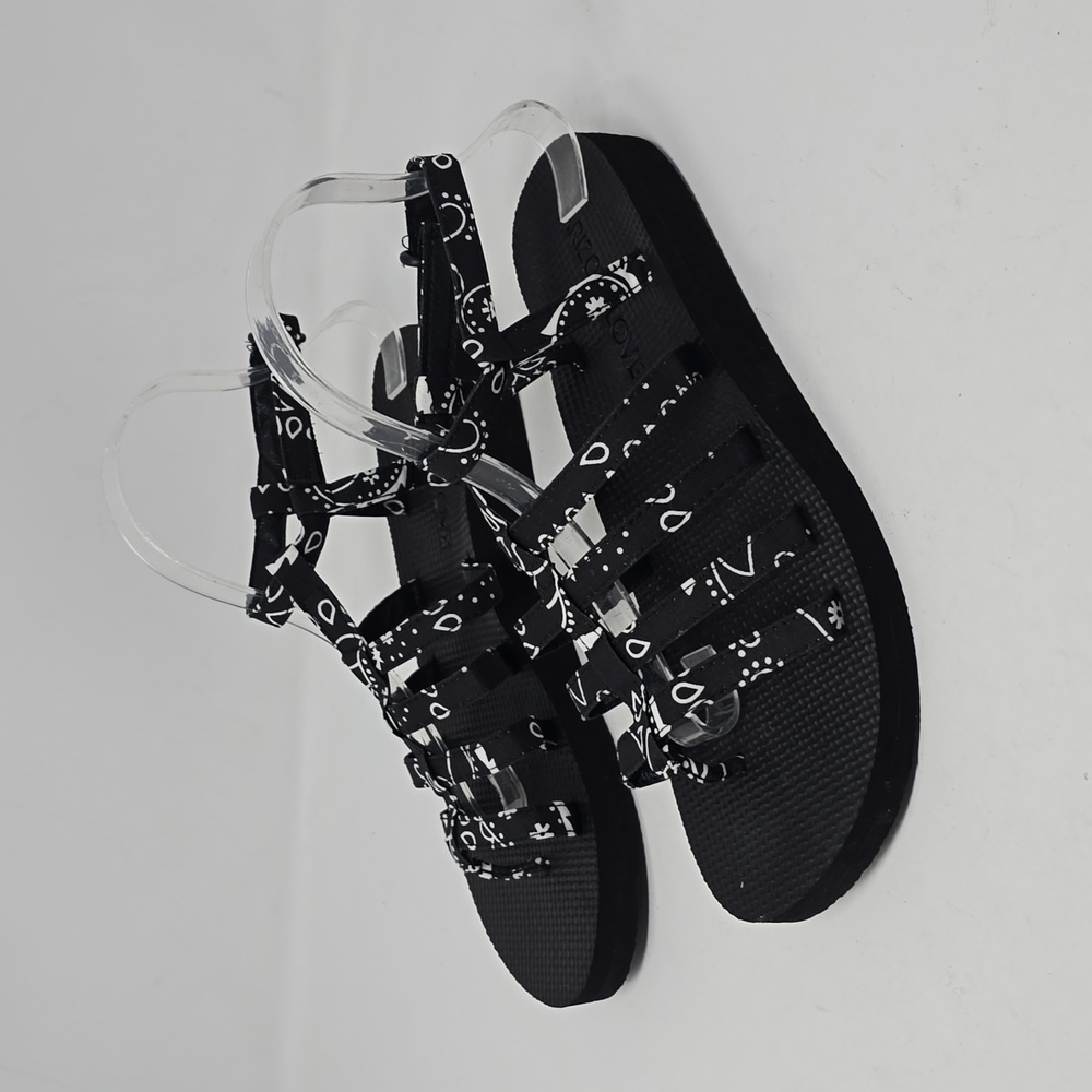 Arizona Love Trekkie Pinted Canvas Black Sandals Size 10